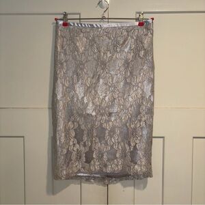 The Limited New Silver Lace Pencil Skirt